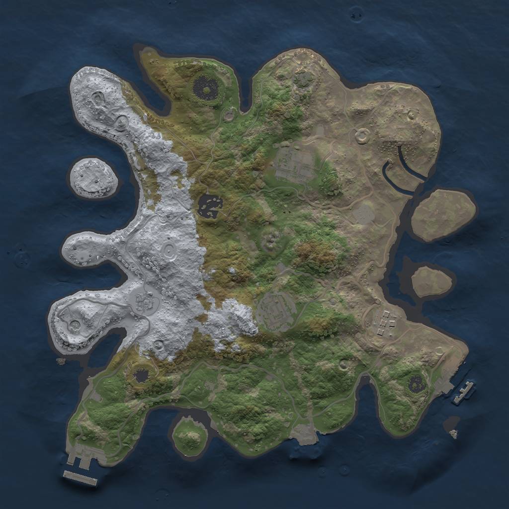 Rust Map: Procedural Map, Size: 3000, Seed: 120108215, 12 Monuments