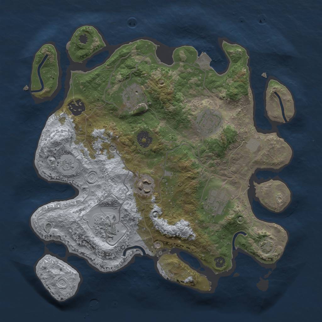 Rust Map: Procedural Map, Size: 3000, Seed: 645554085, 12 Monuments