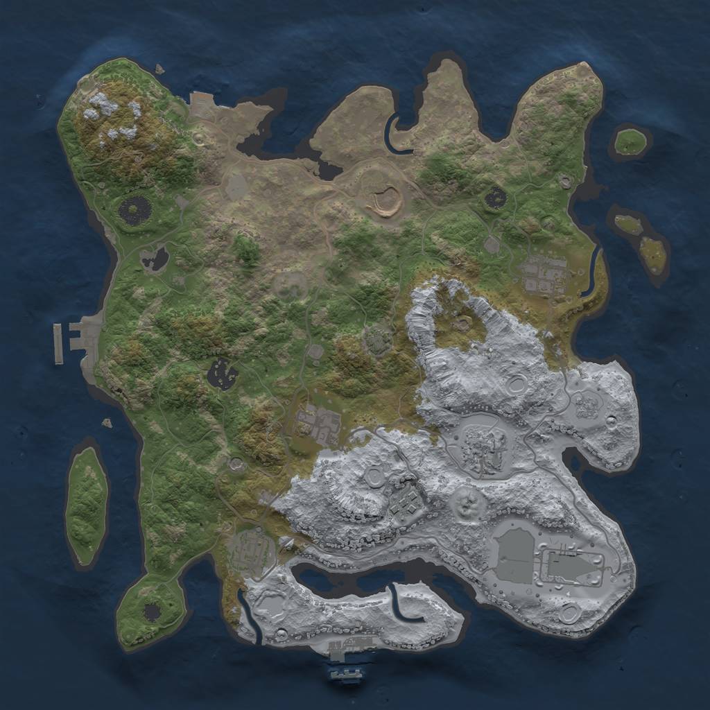 Rust Map: Procedural Map, Size: 3500, Seed: 1182342992, 16 Monuments