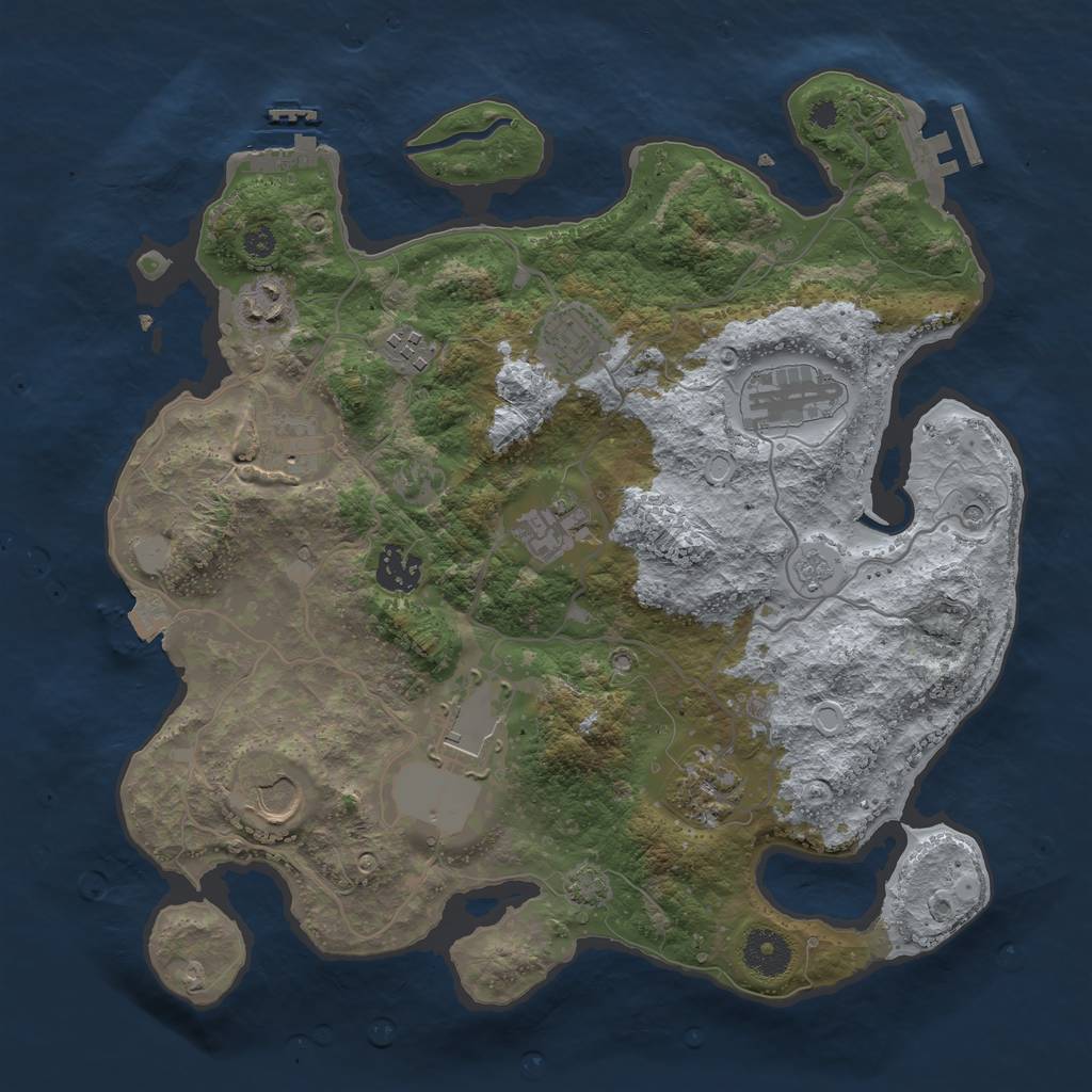 Rust Map: Procedural Map, Size: 3500, Seed: 120290477, 18 Monuments
