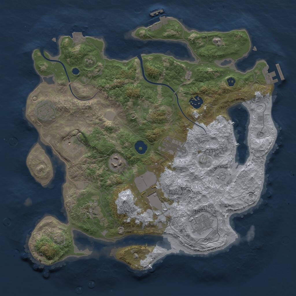 Rust Map: Procedural Map, Size: 3500, Seed: 2078158782, 14 Monuments