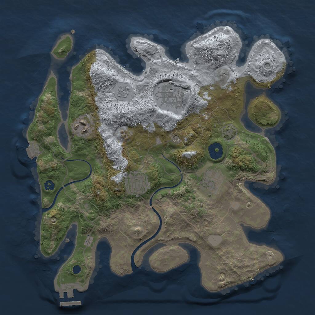 Rust Map: Procedural Map, Size: 3000, Seed: 351640824, 9 Monuments