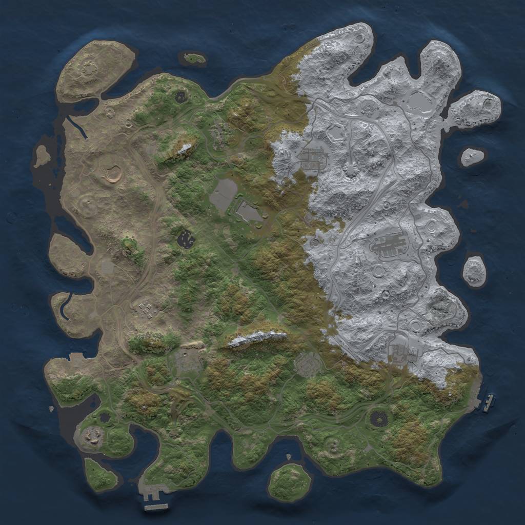 Rust Map: Procedural Map, Size: 4500, Seed: 1999215893, 19 Monuments