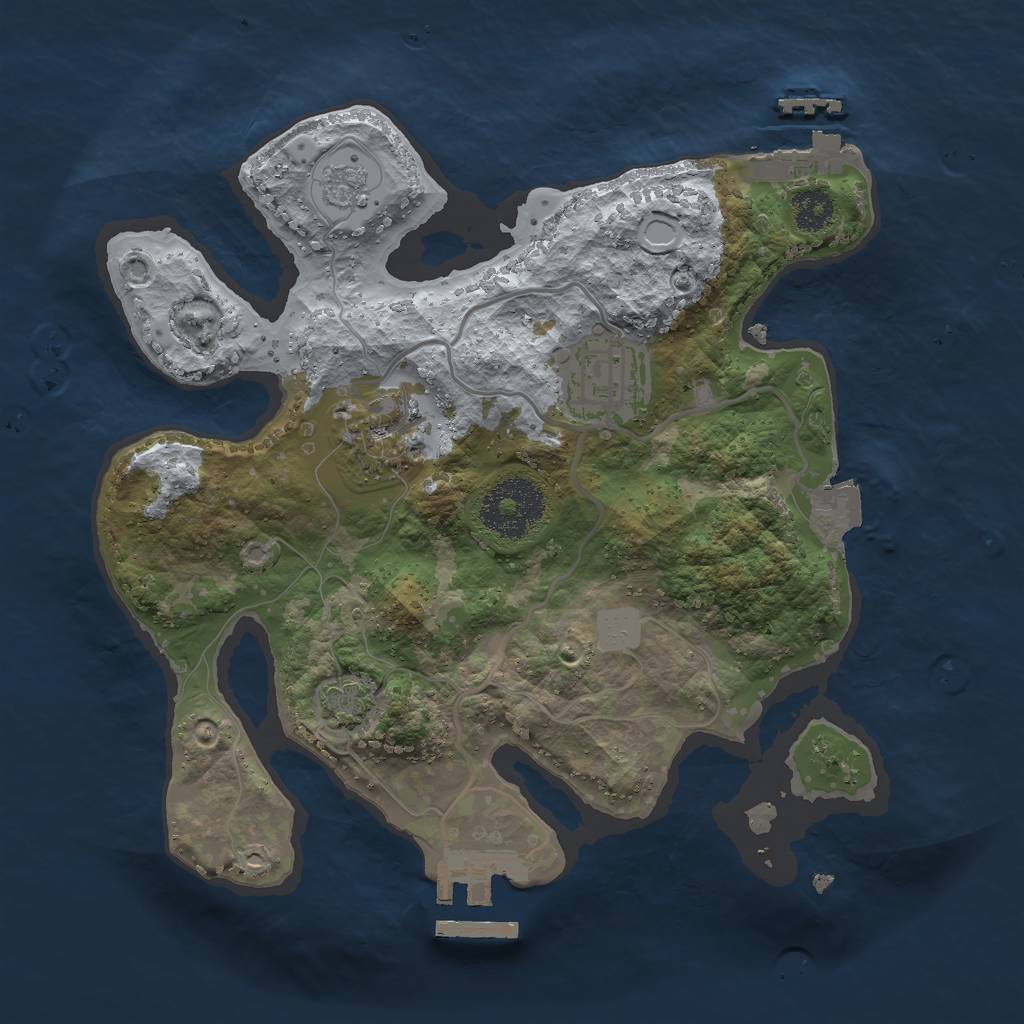 Rust Map: Procedural Map, Size: 2500, Seed: 691644284, 9 Monuments