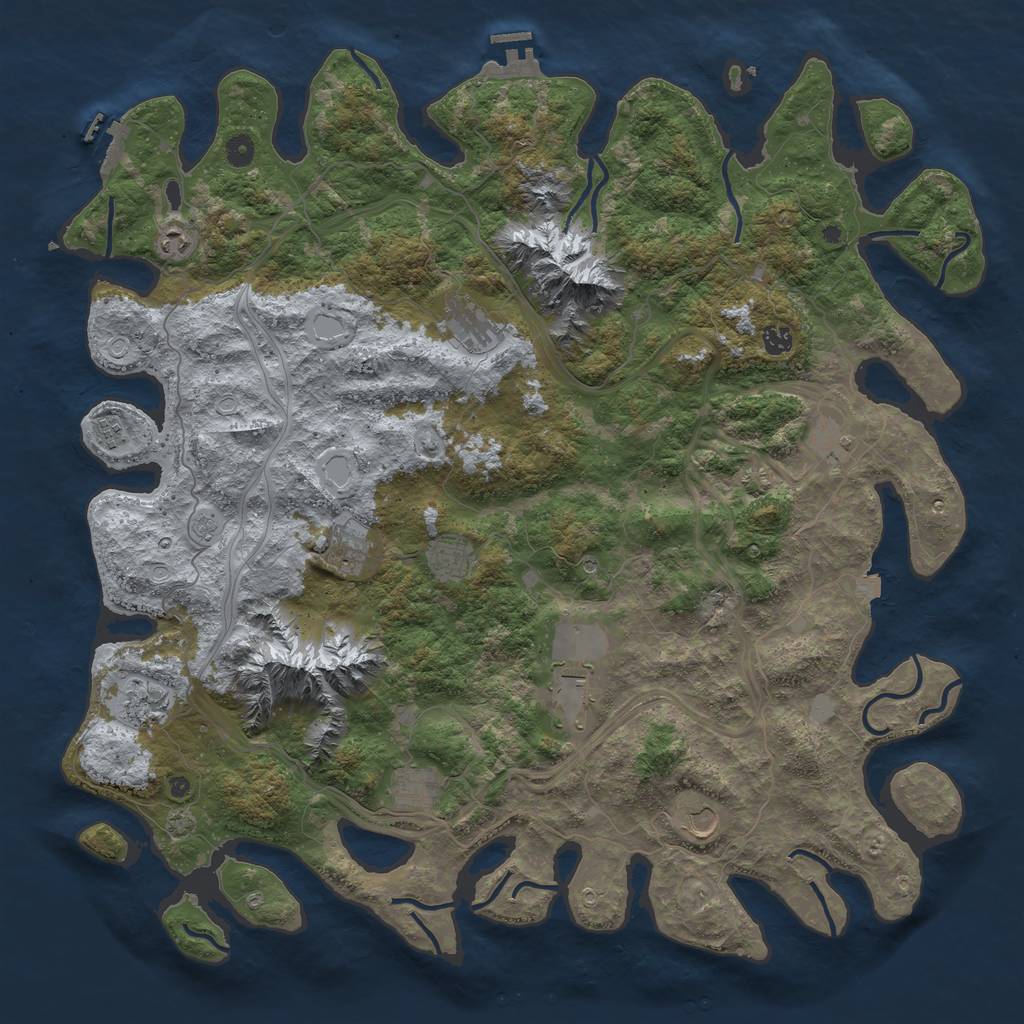 Rust Map: Procedural Map, Size: 5000, Seed: 2126653123, 19 Monuments