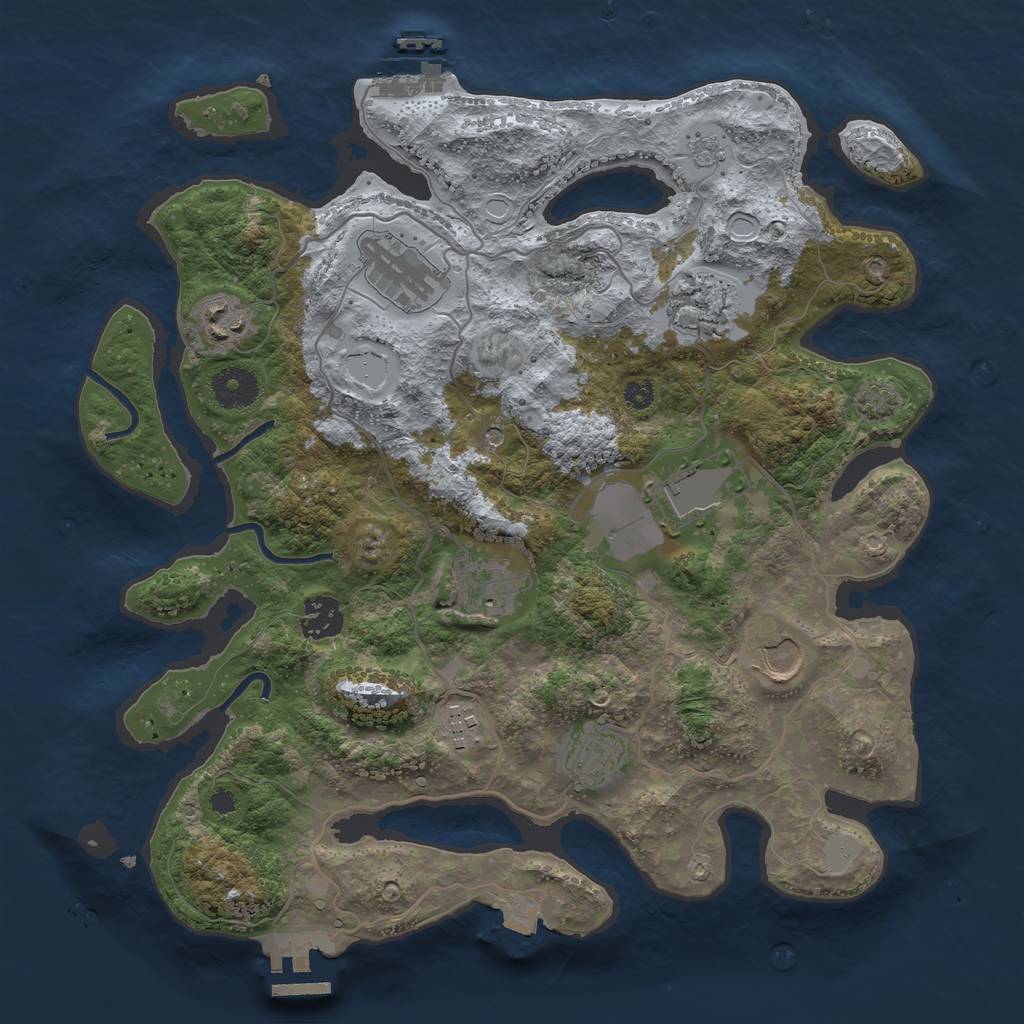 Rust Map: Procedural Map, Size: 3500, Seed: 286592892, 17 Monuments