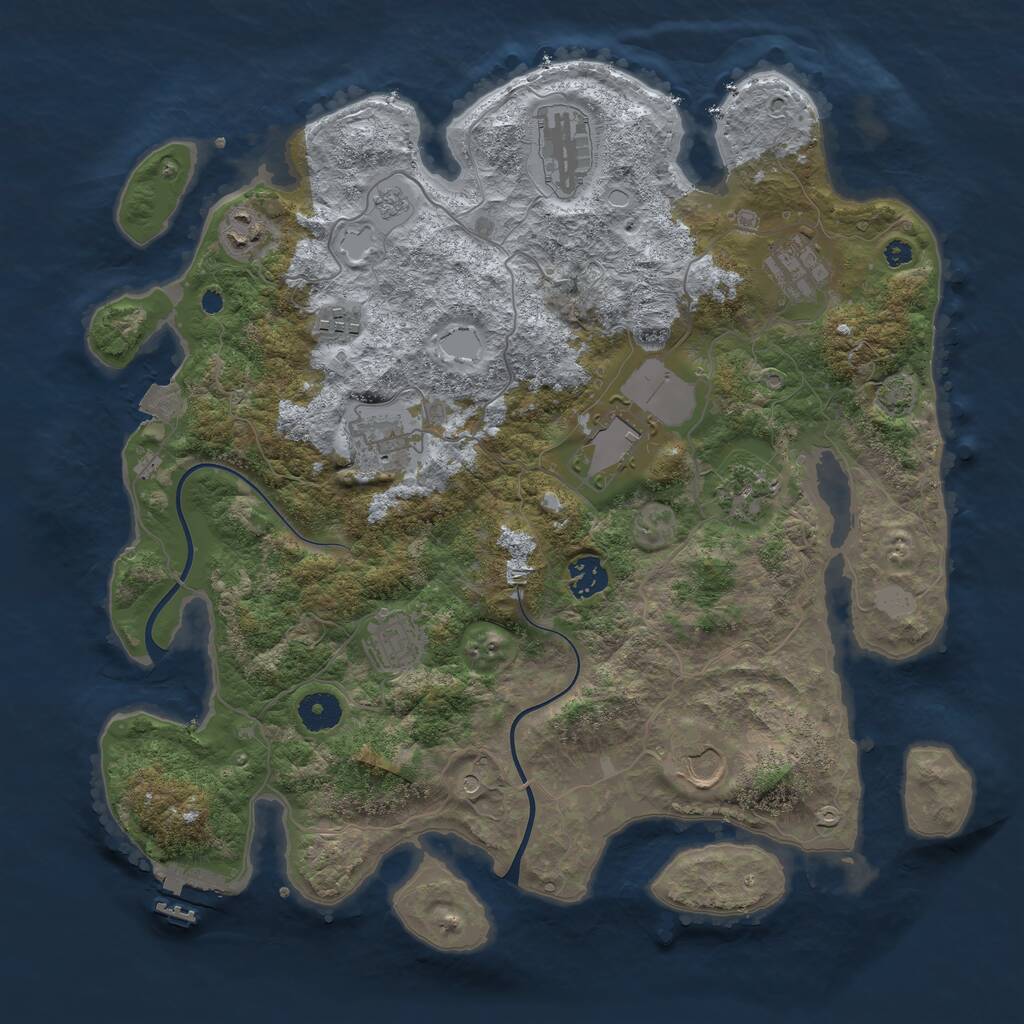 Rust Map: Procedural Map, Size: 3800, Seed: 3826, 15 Monuments