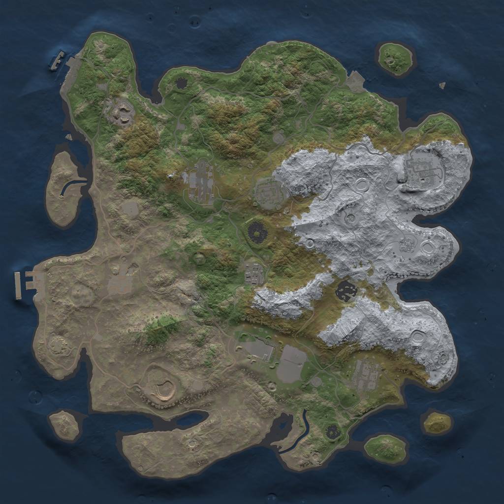 Rust Map: Procedural Map, Size: 3700, Seed: 18495009, 18 Monuments