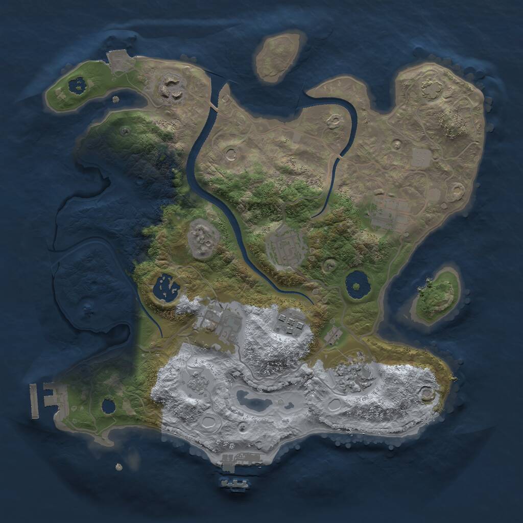 Rust Map: Procedural Map, Size: 3000, Seed: 1279725386, 13 Monuments
