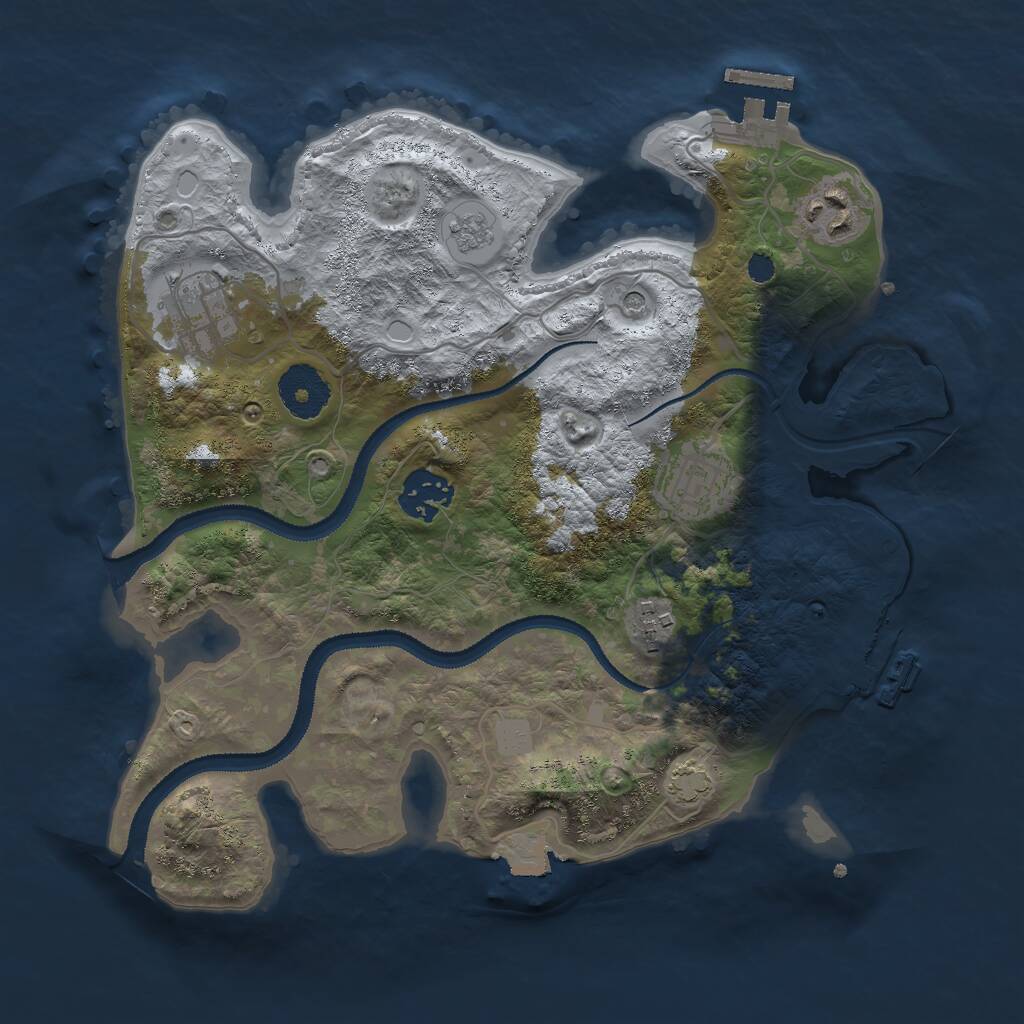 Rust Map: Procedural Map, Size: 3000, Seed: 840693322, 11 Monuments
