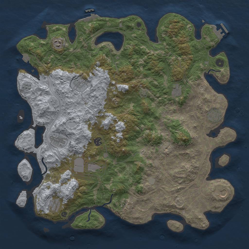 Rust Map: Procedural Map, Size: 4501, Seed: 2004445408, 19 Monuments