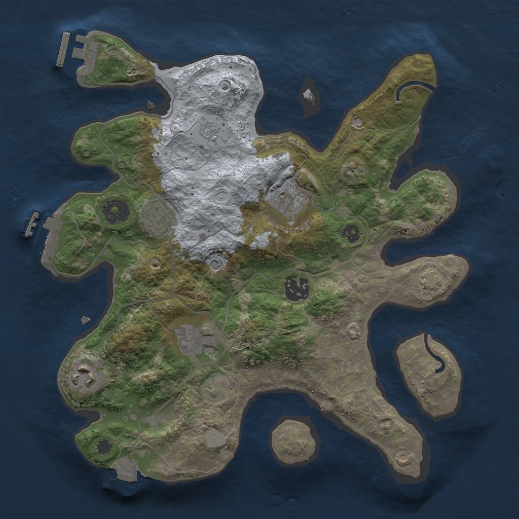 Rust Map: Procedural Map, Size: 3000, Seed: 1083193383, 13 Monuments