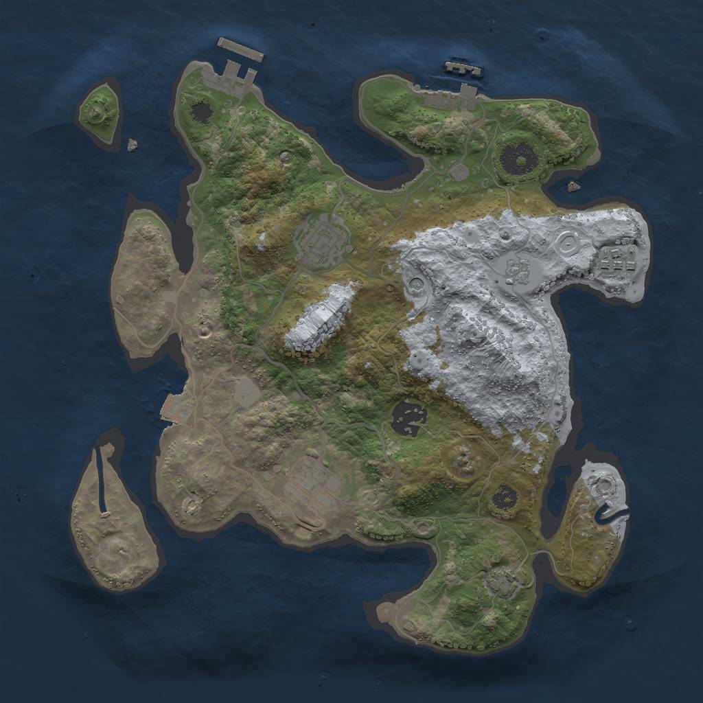 Rust Map: Procedural Map, Size: 3000, Seed: 1955647558, 12 Monuments