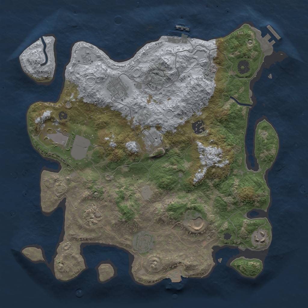 Rust Map: Procedural Map, Size: 3500, Seed: 532035323, 16 Monuments