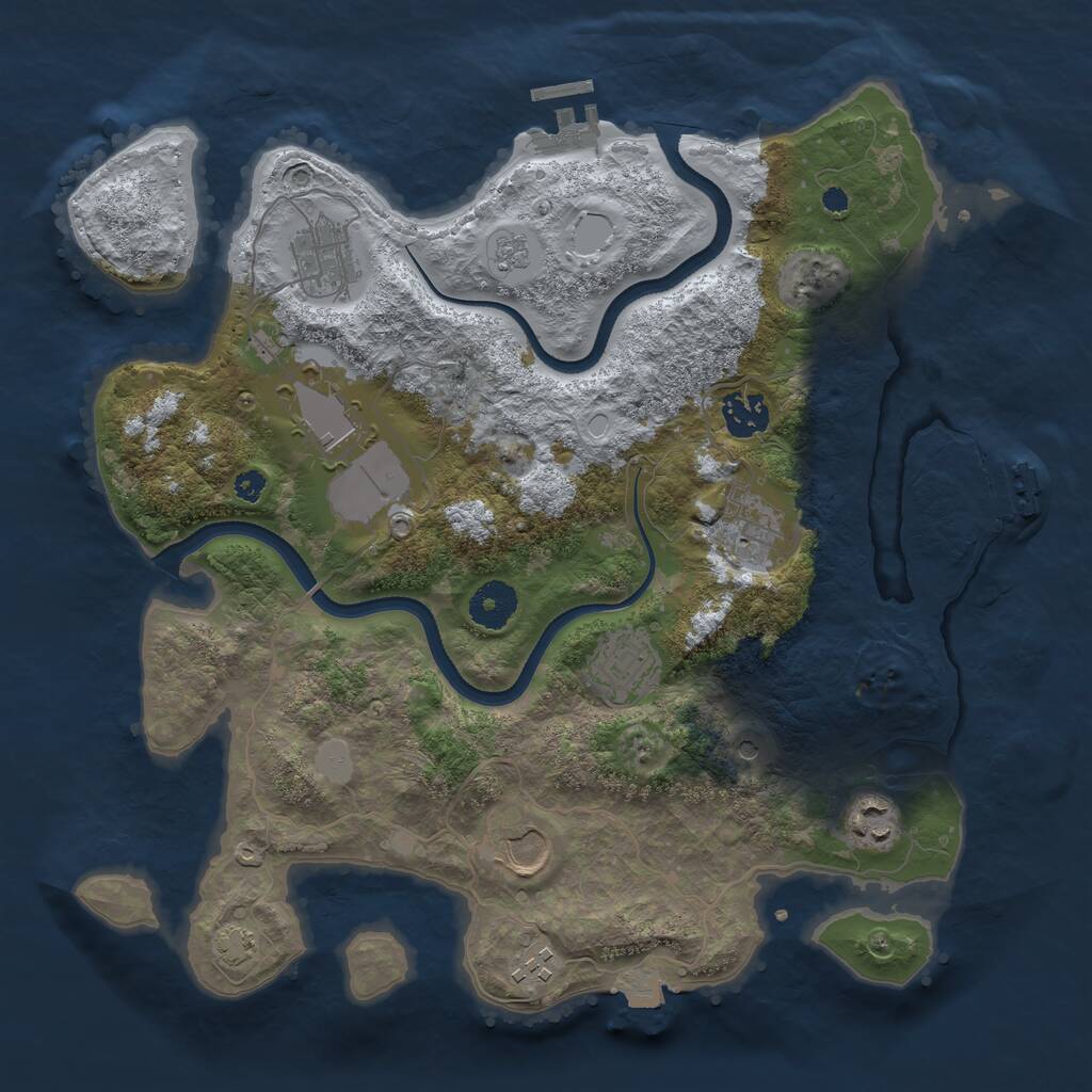 Rust Map: Procedural Map, Size: 3500, Seed: 532035323, 14 Monuments