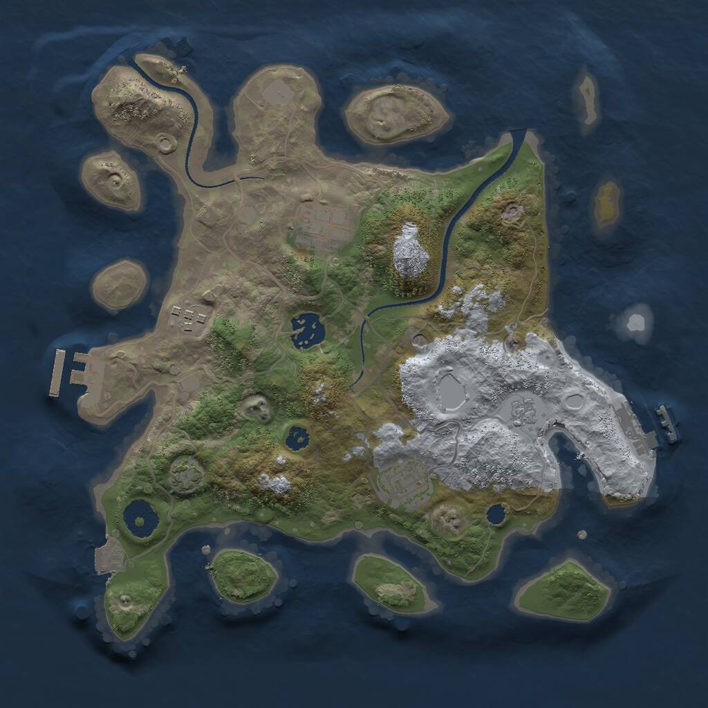 Rust Map: Procedural Map, Size: 3000, Seed: 1041129720, 10 Monuments