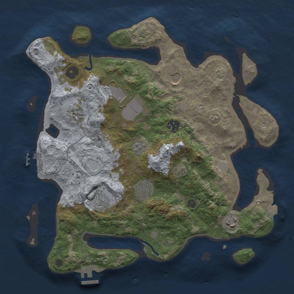 Rust Map: Procedural Map, Size: 3500, Seed: 36630140, 16 Monuments