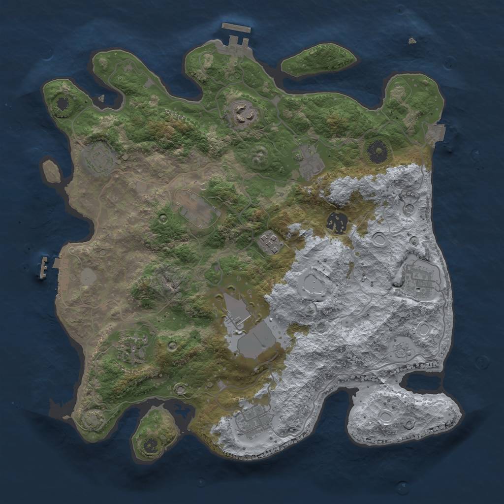 Rust Map: Procedural Map, Size: 3500, Seed: 826057164, 18 Monuments