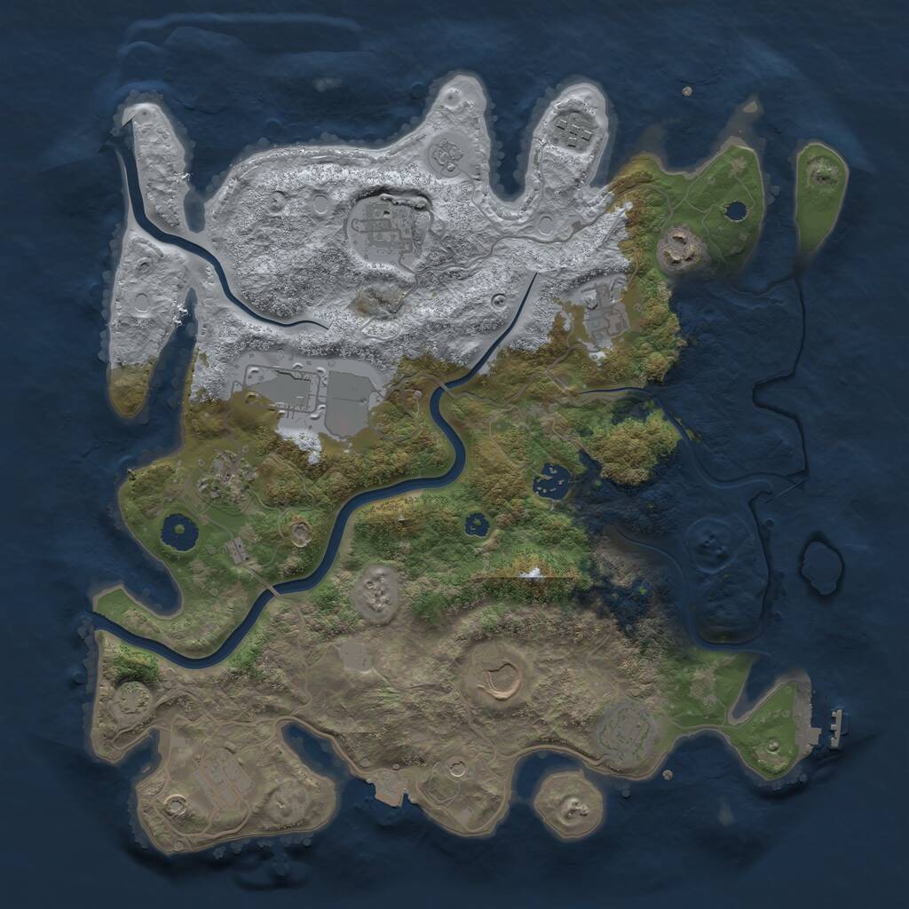 Rust Map: Procedural Map, Size: 3750, Seed: 343824, 15 Monuments