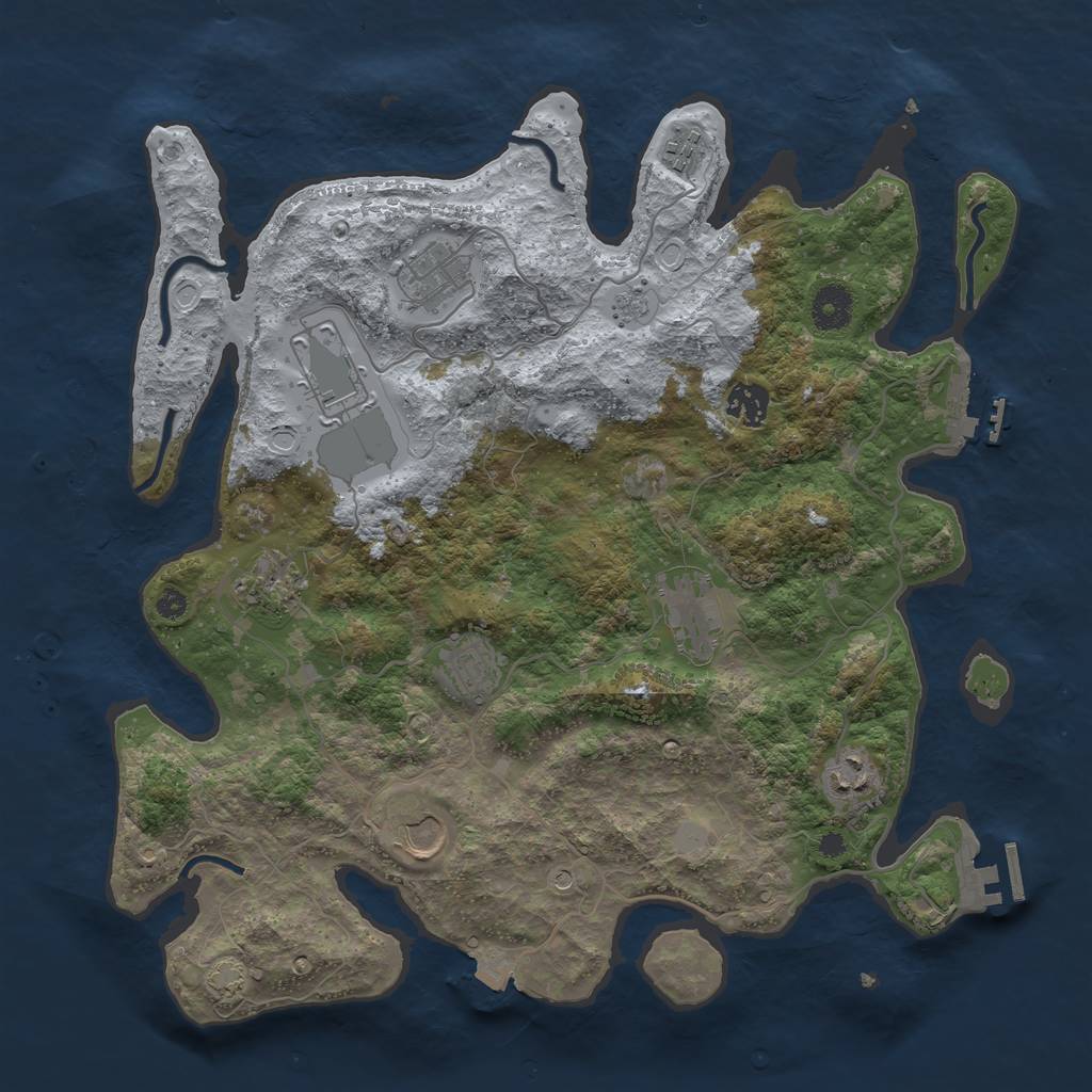 Rust Map: Procedural Map, Size: 3750, Seed: 343824, 17 Monuments