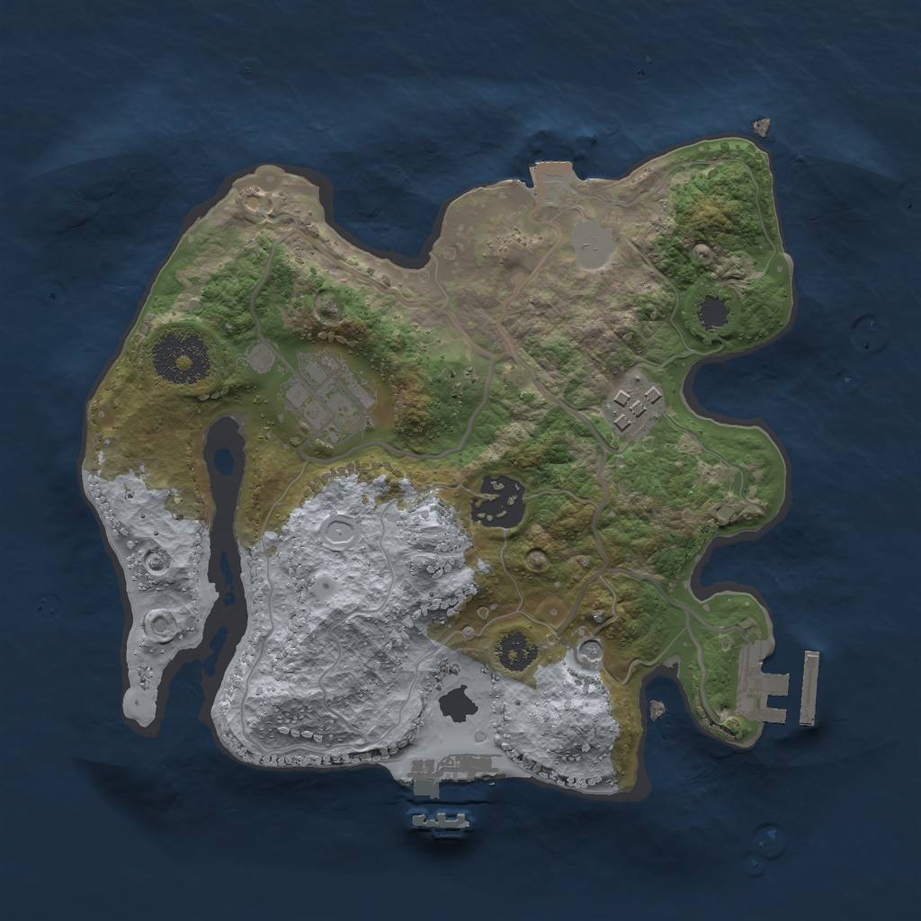 Rust Map: Procedural Map, Size: 2500, Seed: 1138890809, 9 Monuments