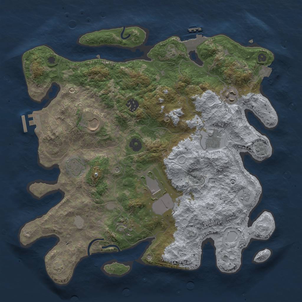 Rust Map: Procedural Map, Size: 3600, Seed: 5169, 16 Monuments