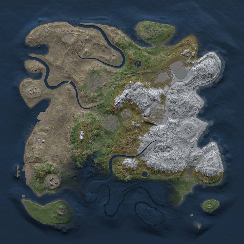 Rust Map: Procedural Map, Size: 3500, Seed: 271309878, 11 Monuments