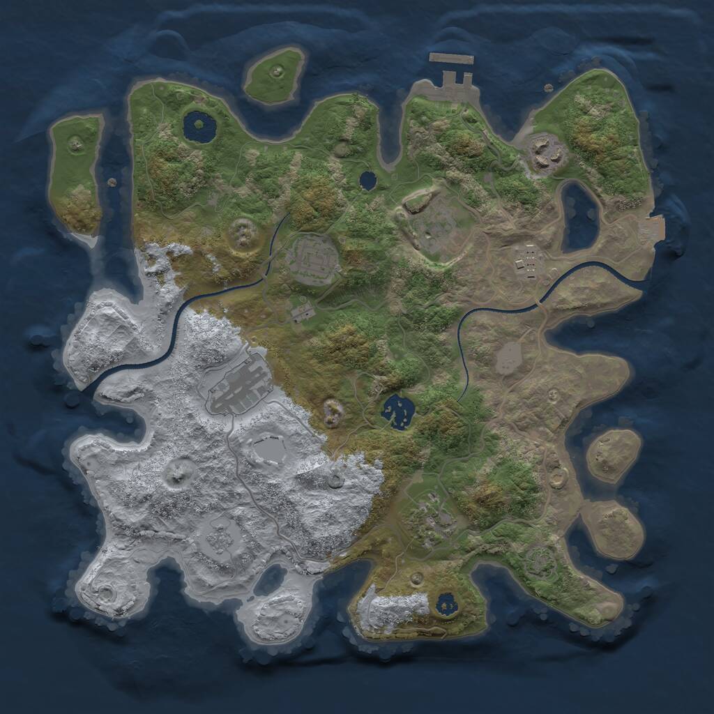 Rust Map: Procedural Map, Size: 3250, Seed: 921047531, 11 Monuments