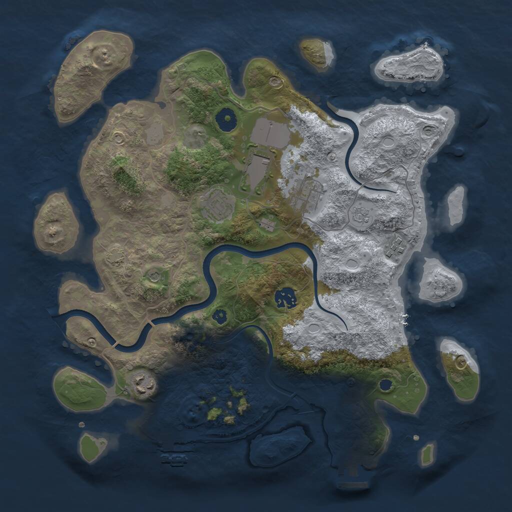 Rust Map: Procedural Map, Size: 3500, Seed: 843170030, 12 Monuments