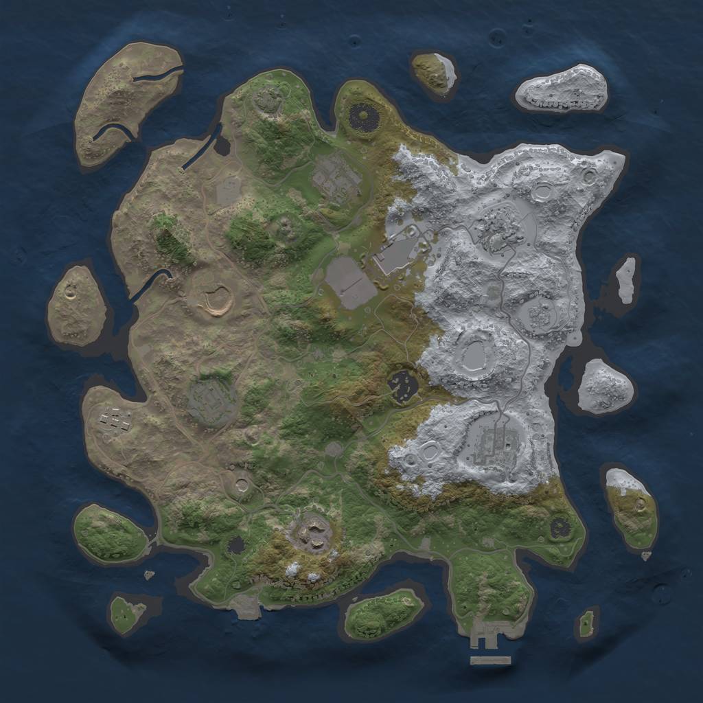 Rust Map: Procedural Map, Size: 3500, Seed: 843170030, 16 Monuments