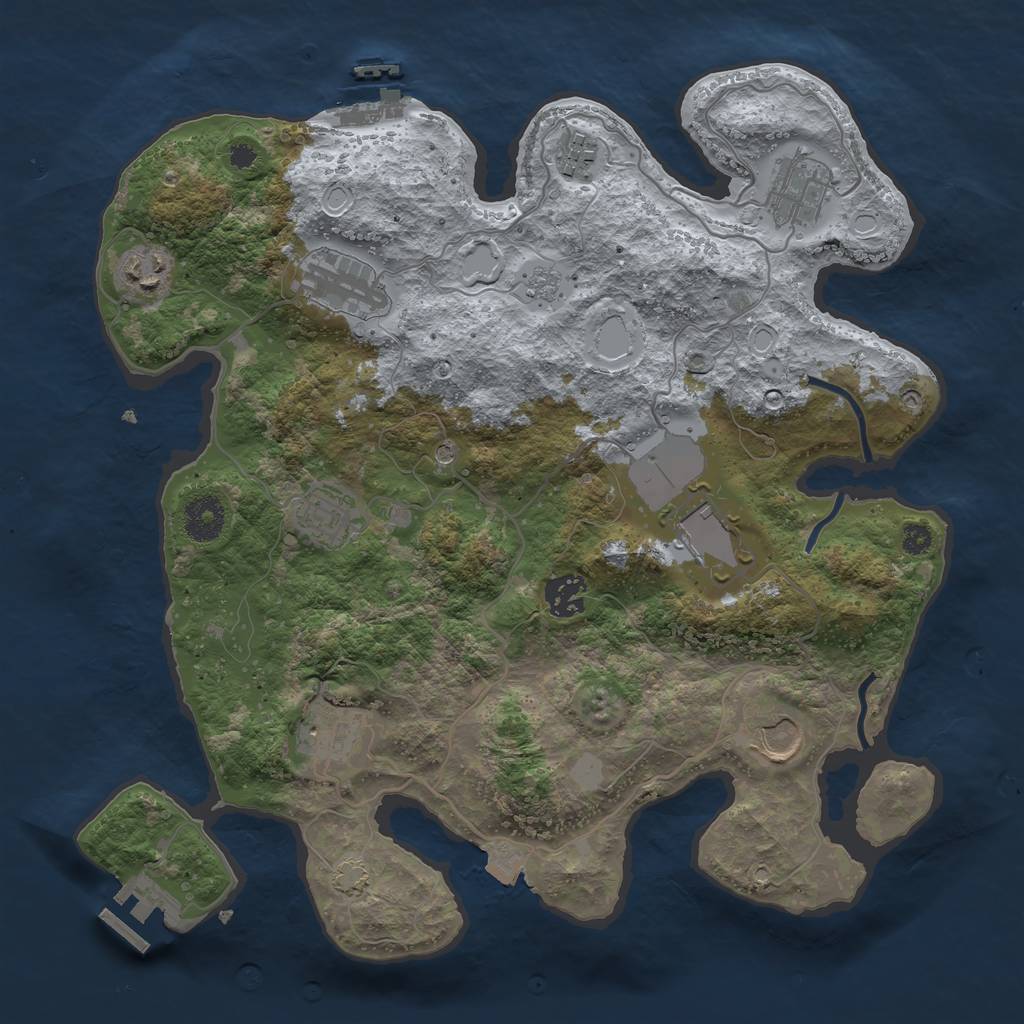 Rust Map: Procedural Map, Size: 3500, Seed: 847719392, 17 Monuments