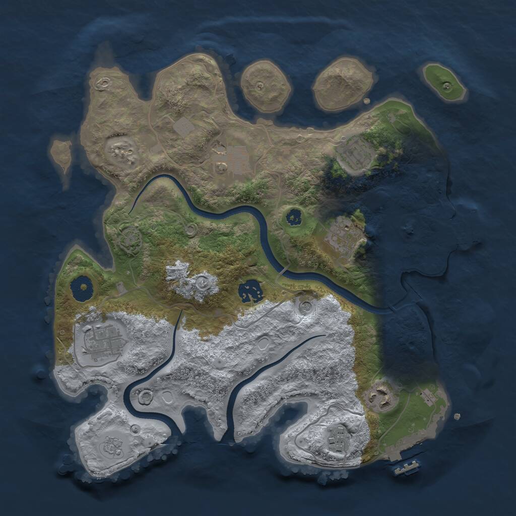 Rust Map: Procedural Map, Size: 3200, Seed: 48589807, 13 Monuments