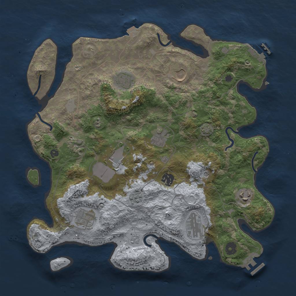 Rust Map: Procedural Map, Size: 3600, Seed: 75143788, 18 Monuments