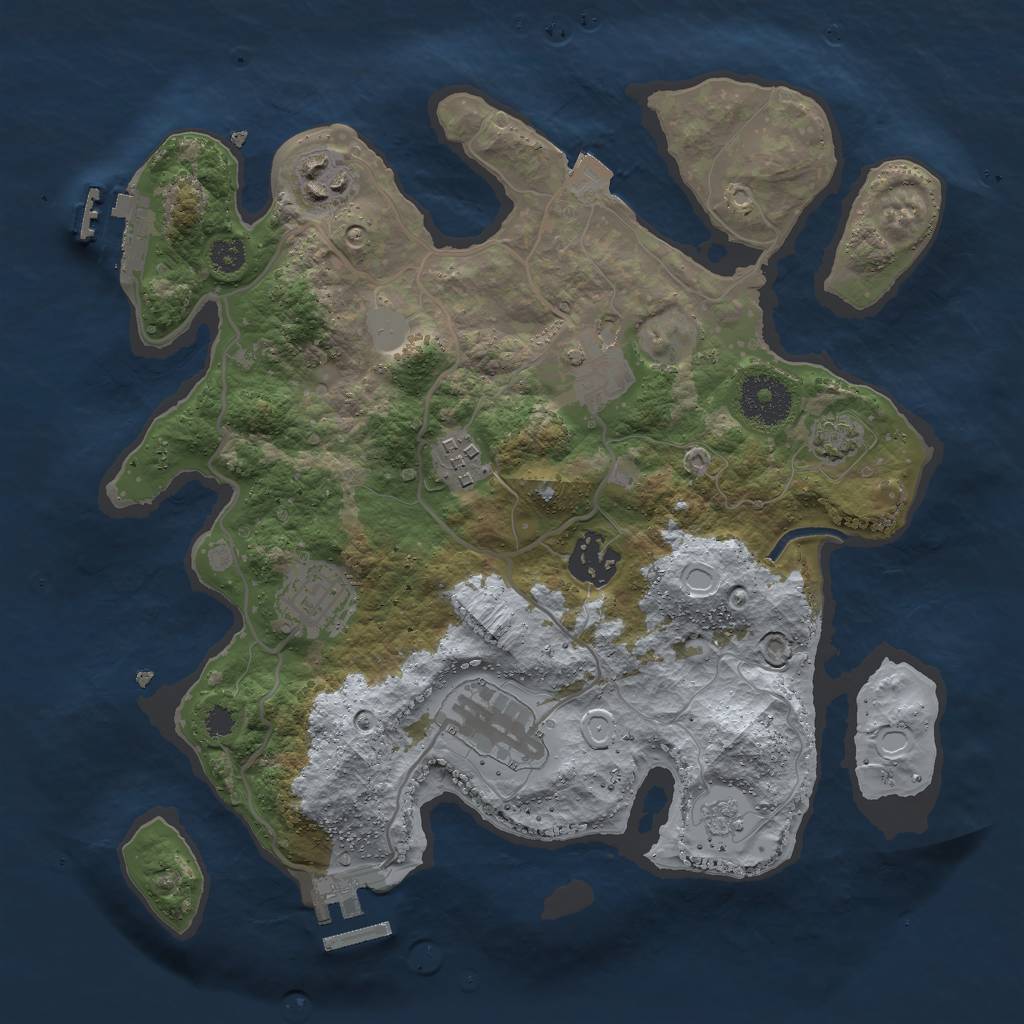 Rust Map: Procedural Map, Size: 3000, Seed: 6194075, 13 Monuments