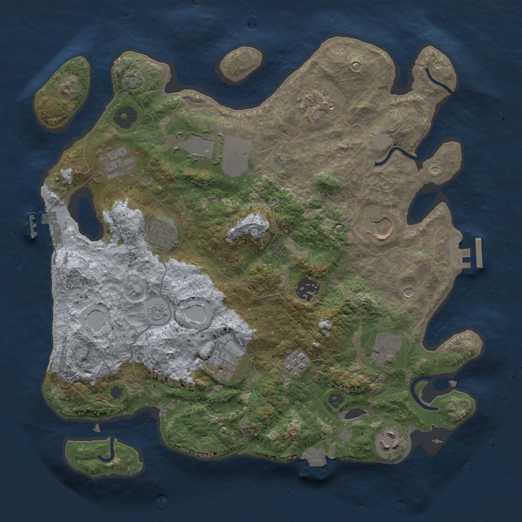 Rust Map: Procedural Map, Size: 3500, Seed: 1038153954, 18 Monuments