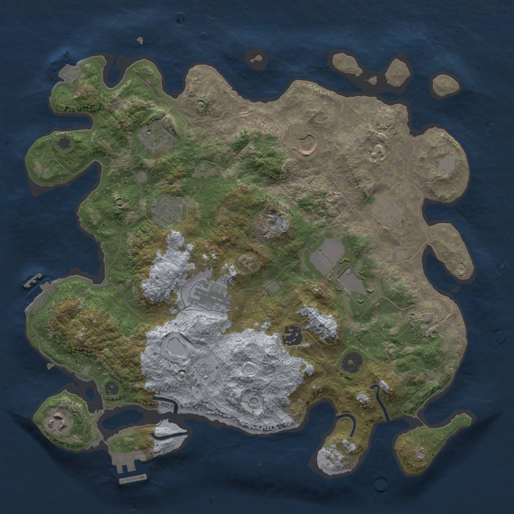 Rust Map: Procedural Map, Size: 3750, Seed: 721962, 17 Monuments