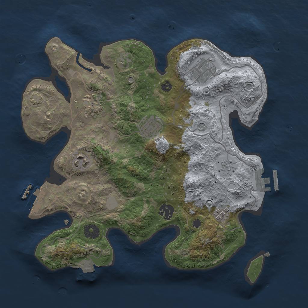 Rust Map: Procedural Map, Size: 3000, Seed: 1279, 14 Monuments