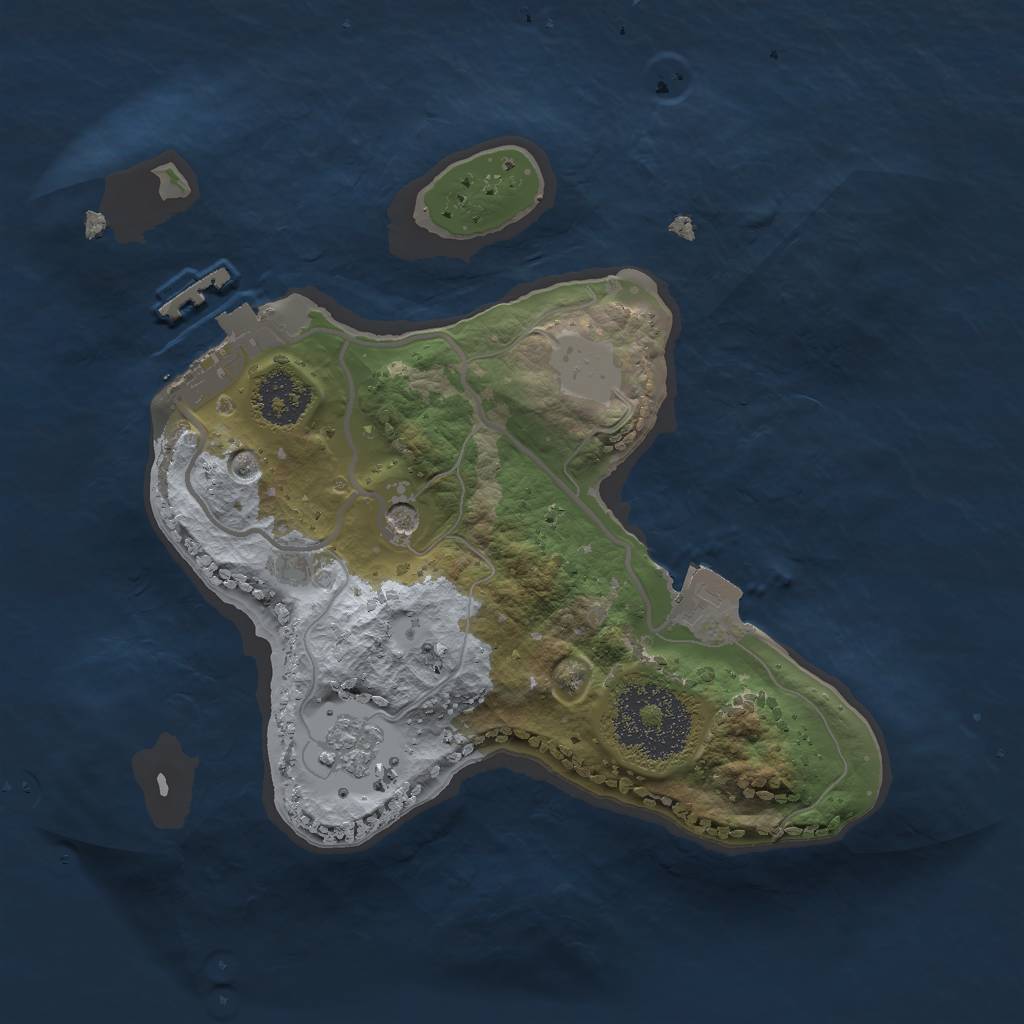 Rust Map: Procedural Map, Size: 2000, Seed: 37152, 6 Monuments