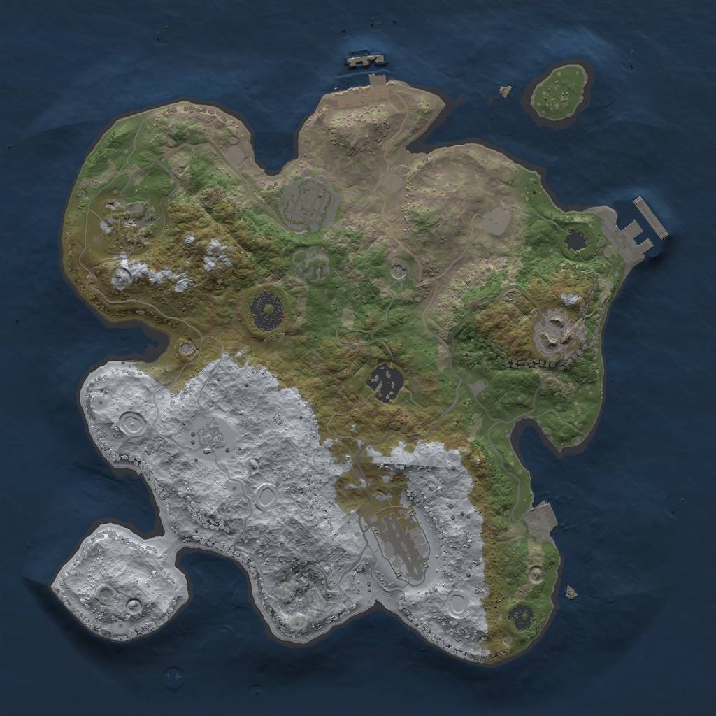 Rust Map: Procedural Map, Size: 3000, Seed: 24451, 12 Monuments