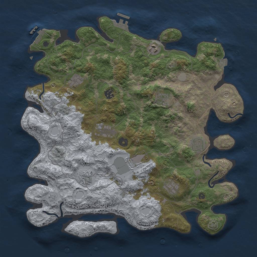 Rust Map: Procedural Map, Size: 4000, Seed: 1094908611, 18 Monuments