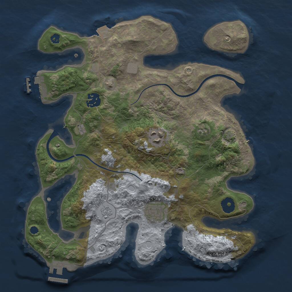 Rust Map: Procedural Map, Size: 3000, Seed: 1785119882, 8 Monuments