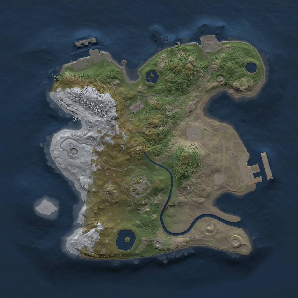 Rust Map: Procedural Map, Size: 2200, Seed: 220965142, 5 Monuments