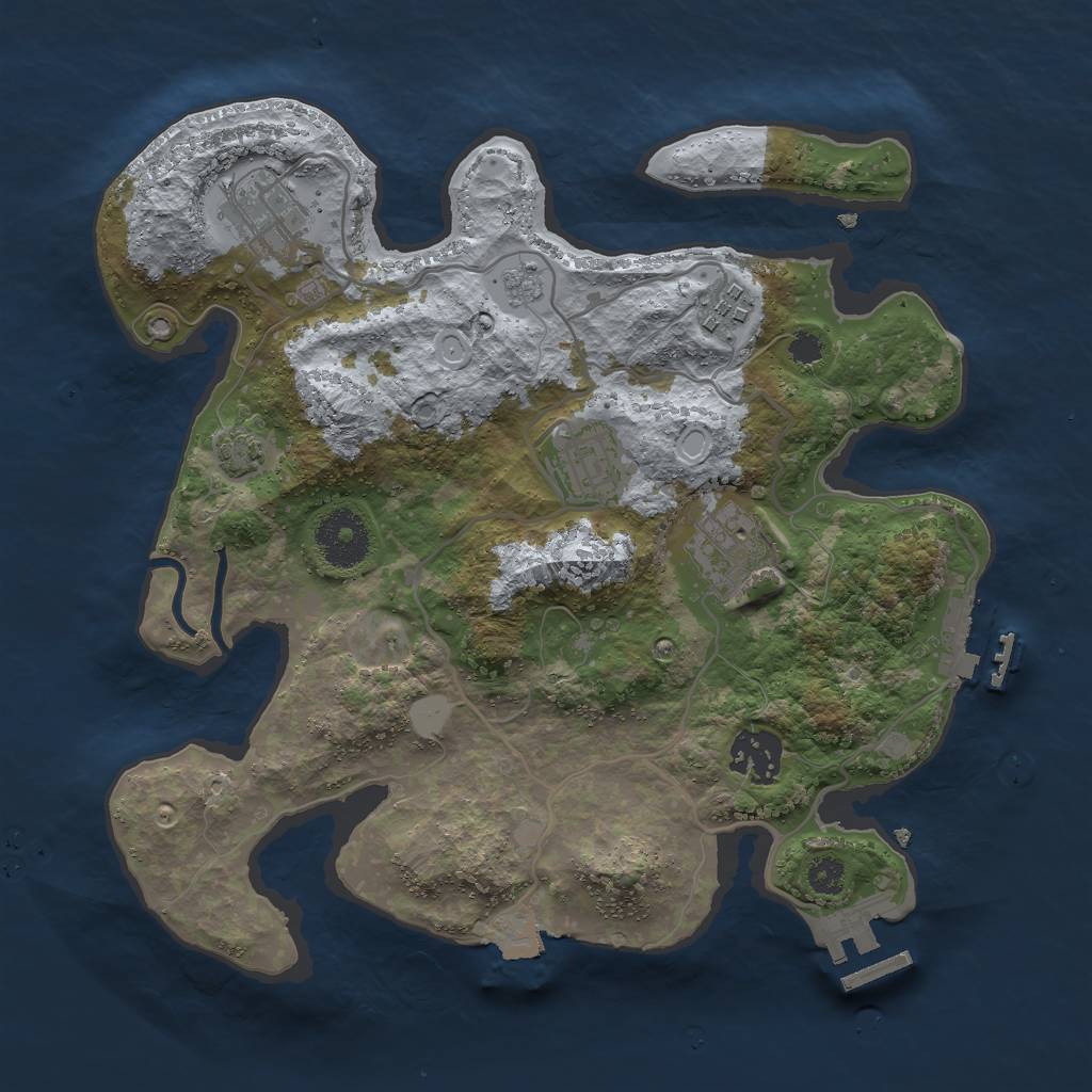 Rust Map: Procedural Map, Size: 3000, Seed: 227069654, 12 Monuments