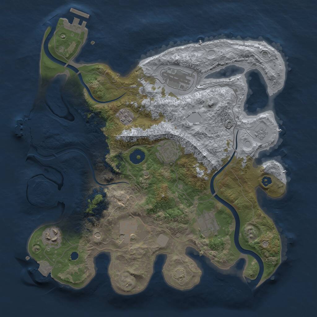 Rust Map: Procedural Map, Size: 3200, Seed: 1143023433, 12 Monuments