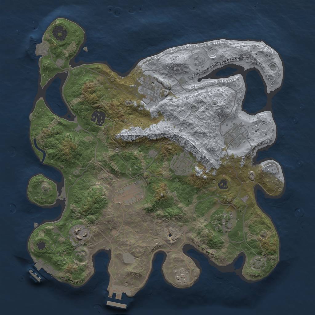 Rust Map: Procedural Map, Size: 3200, Seed: 1143023433, 15 Monuments