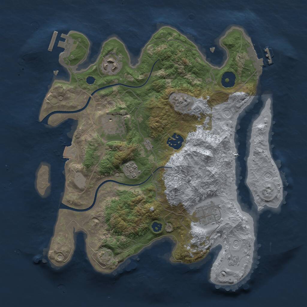 Rust Map: Procedural Map, Size: 3000, Seed: 2076166959, 10 Monuments