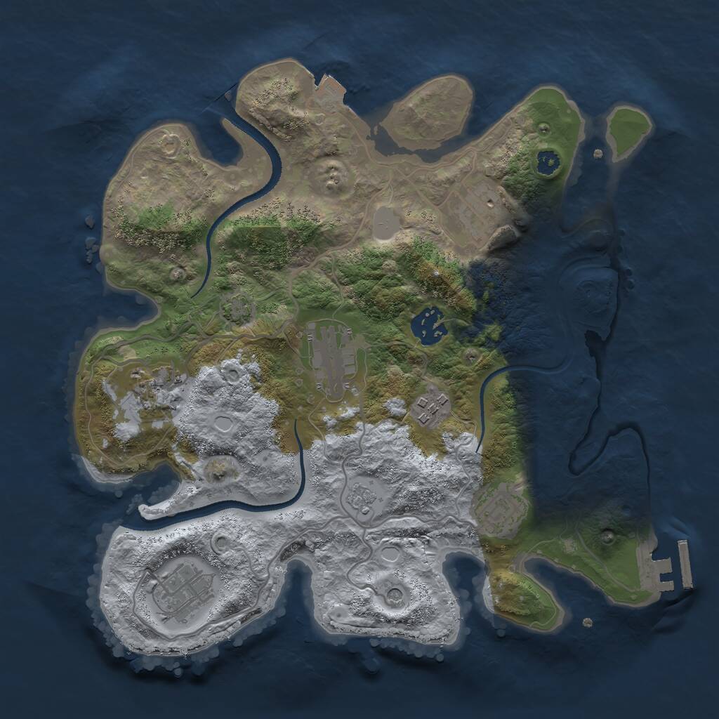 Rust Map: Procedural Map, Size: 3000, Seed: 1040594683, 12 Monuments