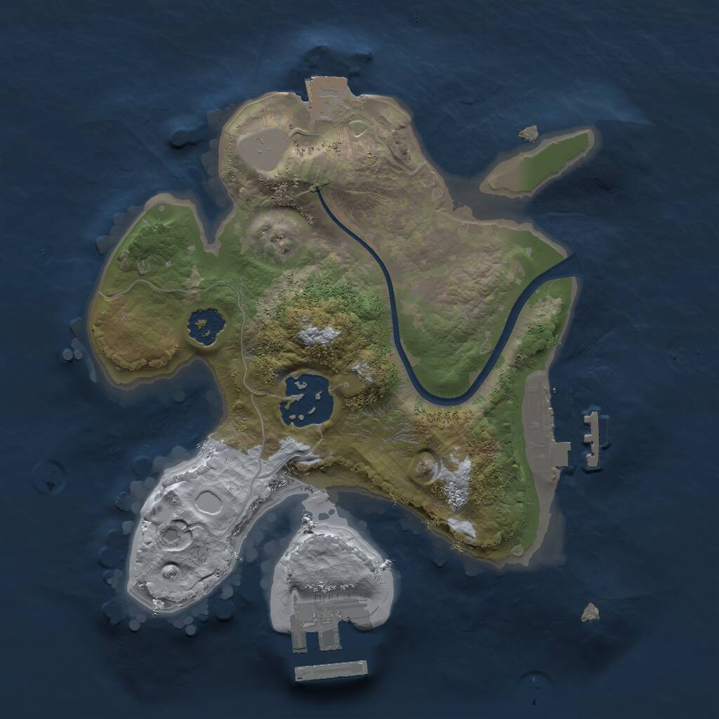 Rust Map: Procedural Map, Size: 2000, Seed: 1971283554, 4 Monuments