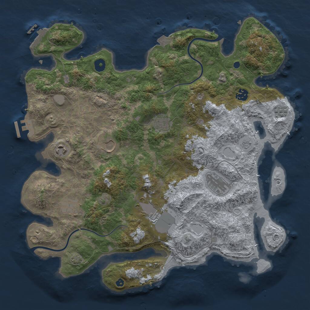 Rust Map: Procedural Map, Size: 3850, Seed: 1543656696, 14 Monuments