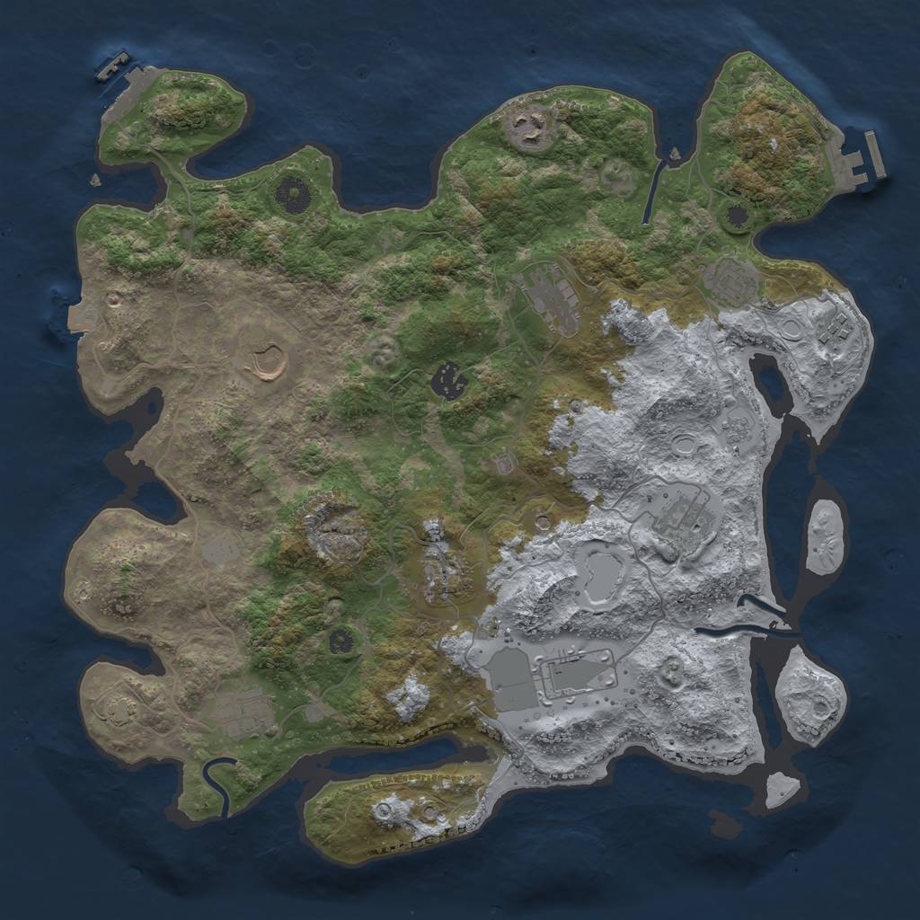 Rust Map: Procedural Map, Size: 3850, Seed: 1543656696, 18 Monuments